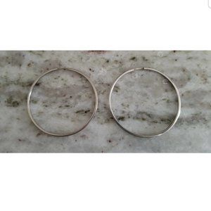 RARE MARKED DESIGNER MAYORS BIRK'S ITALY 925 STERLING XLARGE HOOP ROUND EARRINGS